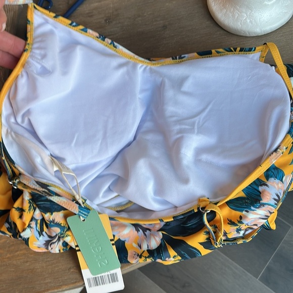 SHEKINI Floral Tummy Control One Piece Skirted V Neck Swimsuit Size L - Picture 13 of 16